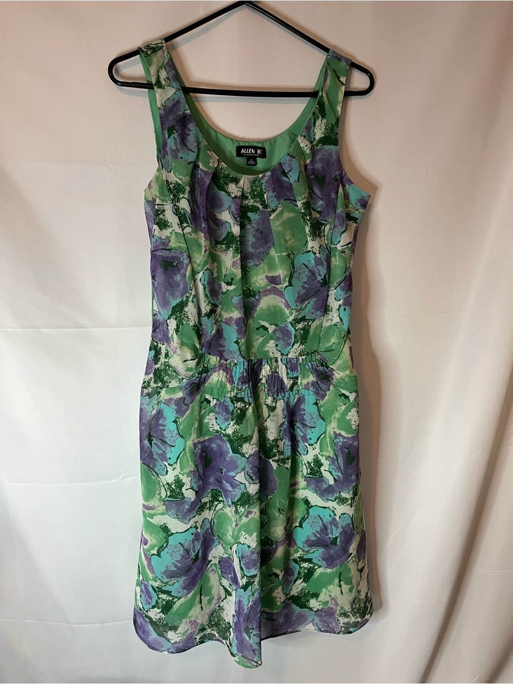 Allen B. By Allen Schwartz Green & Purple Floral Sleeveless Midi Dress